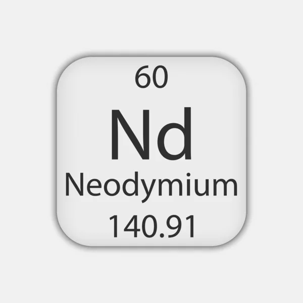 Neodímium Szimbólum Periódusos Rendszer Kémiai Eleme Vektorillusztráció — Stock Vector