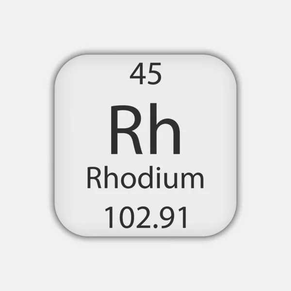 Rhodium Symbol Chemical Element Periodic Table Vector Illustration — Stock vektor
