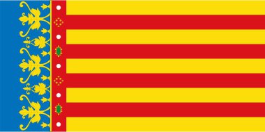 Valencia Topluluğu bayrağı, İspanya Özerk Topluluğu. Vektör illüstrasyonu.