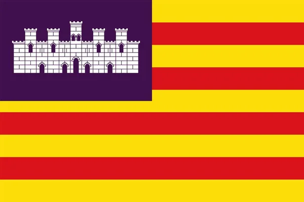 Bandeira Das Ilhas Baleares Comunidade Autónoma Espanha Ilustração Vetorial — Vetor de Stock