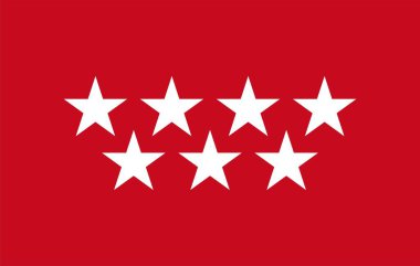 Madrid bayrağı, İspanya vilayetleri. Vektör illüstrasyonu.