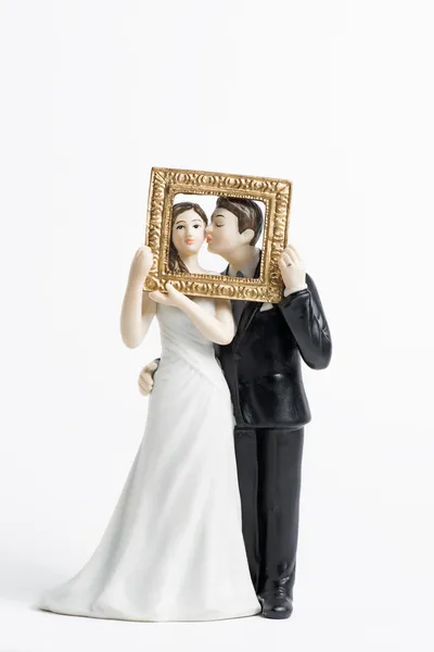 Couple wedding cake topper isolated — Stock Photo, Image