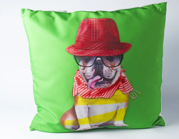 Decorative pillow with dog drawing