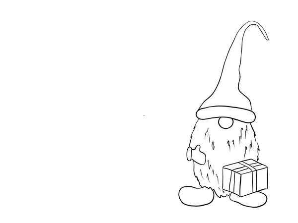 Little Elf Gnóm Santa Pomocník Ilustrace Obrys Kresleném Stylu Izolované — Stock fotografie