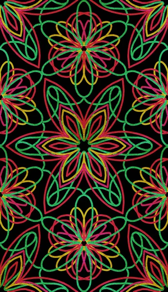 Seamless Pattern Ornament Geometric Floral Tile — ストック写真