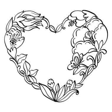 Çiçek çelengi kalp şekli sanatı