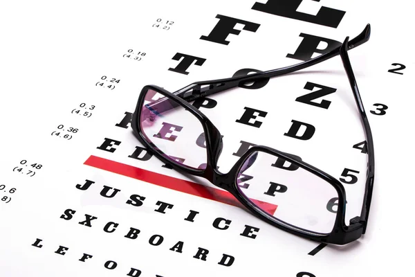 Óculos e gráfico ocular — Fotografia de Stock