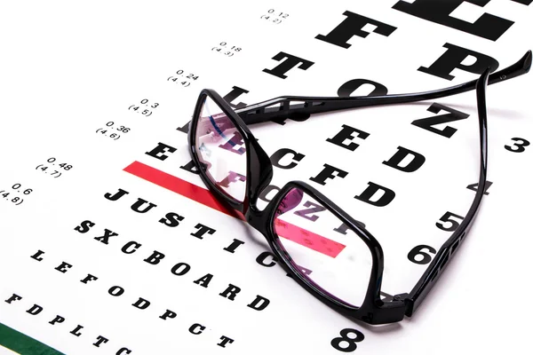 Glasses and eye chart — Stock Photo, Image