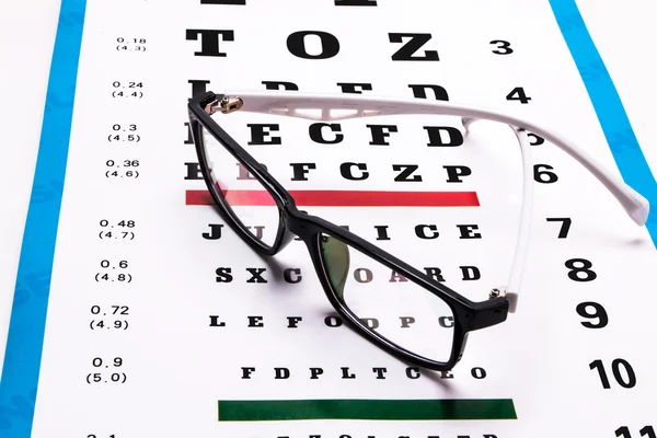 Glasses and eye chart — Stock Photo, Image