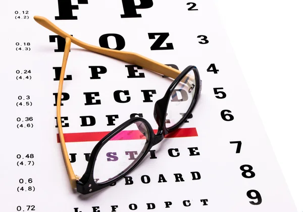 Glasses and eye chart — Stock Photo, Image