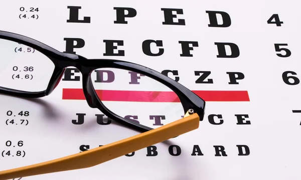 Glasses and eye chart — Stock Photo, Image