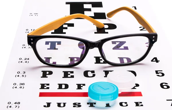 Glasses and eye chart — Stock Photo, Image