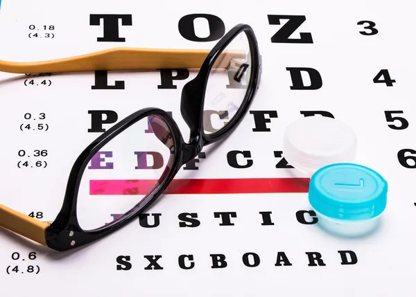 Glasses and eye chart — Stock Photo, Image