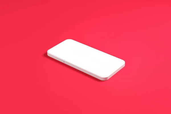 ピンクの背景 アプリケーションディスプレイ 3Dレンダリングのプレゼンテーションのための最小限の現代的なモックアップ携帯電話の白い空白のディスプレイ — ストック写真