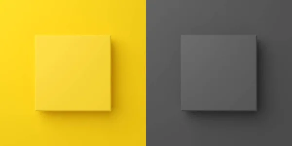 Žluté Černé Čtvercové Geometrické Tvary Pozadí Světelnými Stíny Pro Produkt — Stock fotografie