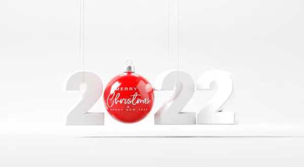 2022 Новим Роком Red Bauble Веселого Різдва Щасливим Новим Роком — стокове фото