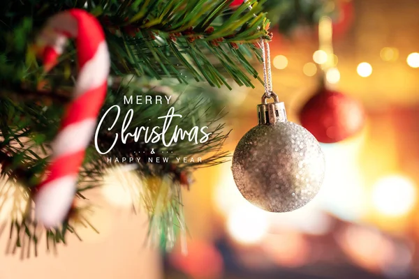 Καλά Χριστούγεννα Και Ευτυχισμένη Έννοια Του Νέου Έτους Closeup Ασημένια — Φωτογραφία Αρχείου