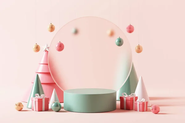 Pastel Podium Background Christmas Holiday Rendering Stage Product — Stock Photo, Image