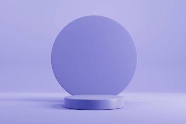 Geometrik formlarla soyut asgari sahne. Silindir podyum sahnesi çok peri ve beyaz arka planda. 2022 ürün sunumu için, 3D görüntüleme.