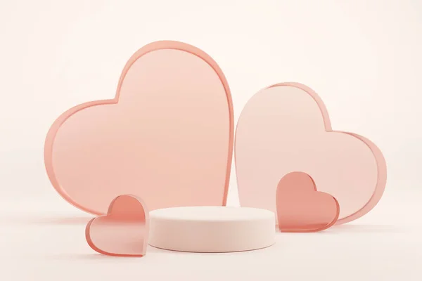 Sevgililer Günü Ürünleri Için Arka Plan Minimal Geometri Podyumu Görüntüleme — Stok fotoğraf