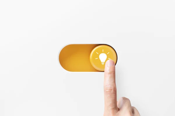 Toggle Switch Buttons Idea Light Bulb Icon Creative Idea Sign — ストック写真