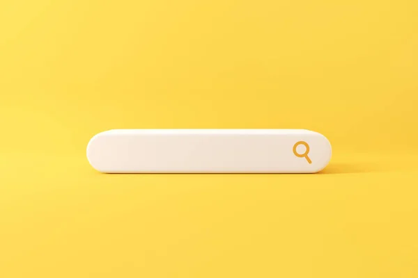 Minimal Search Magnifying Glass Blank Search Bar Yellow Background Render — ストック写真