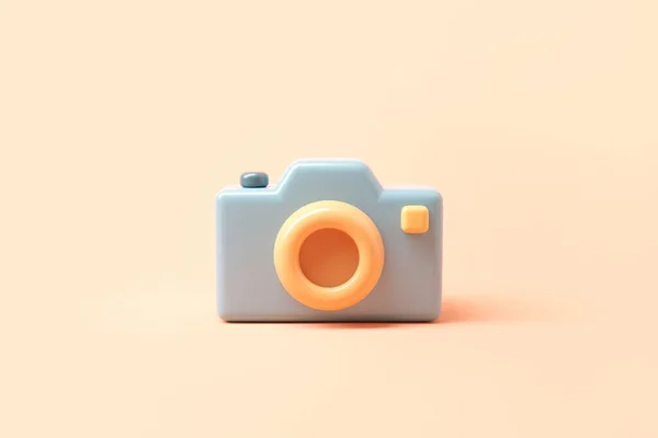 Minimal Photo Camera Lens Button Pastel Background Render — ストック写真