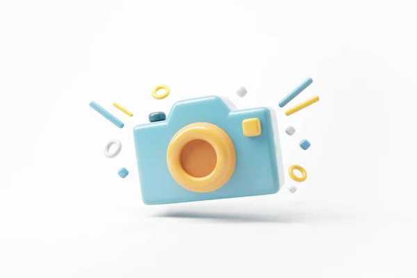 Minimal Photo Camera Lens Button Pastel Background Render — ストック写真