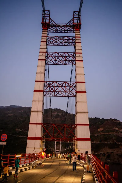 The hanging bridge over Tehri Lake. Dobra-Chanti bridge. The 725-metre long Dobra Chanti suspension bridge over the Tehri lake.