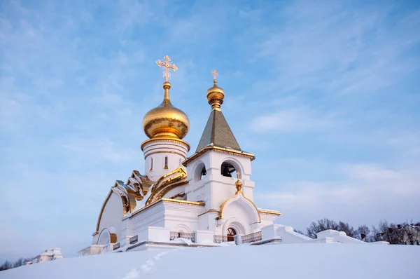 Temple Seraphim Sarov Winter Northern Park City Khabarovsk — Stock Photo, Image