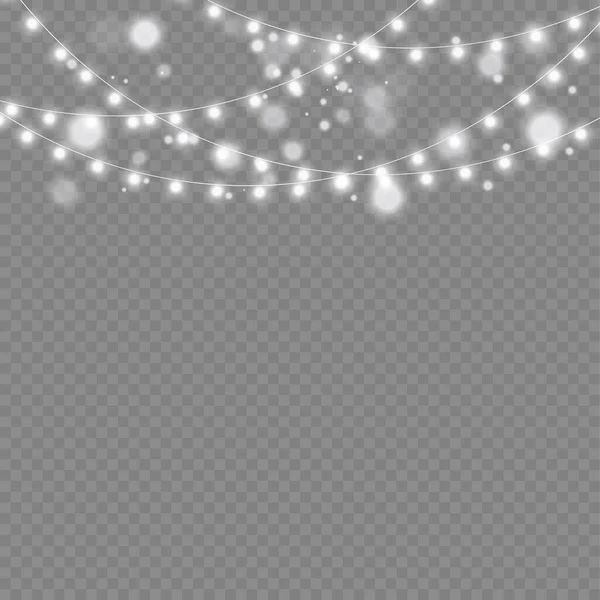 LED霓虹灯白色圣诞花环装饰 — 图库矢量图片