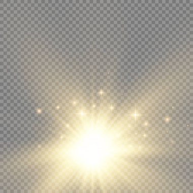 Güneş patlaması, sarı parlak ışıklar güneş ışınları.