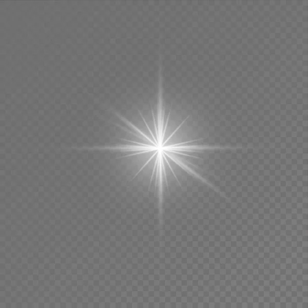 Weißes, glühendes Licht, Sonnenstrahlen, Stern. — Stockvektor