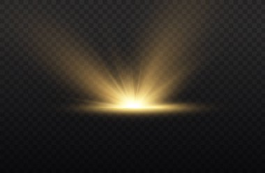 Yıldız patlaması, sarı parlayan ışıklar güneş ışınları.