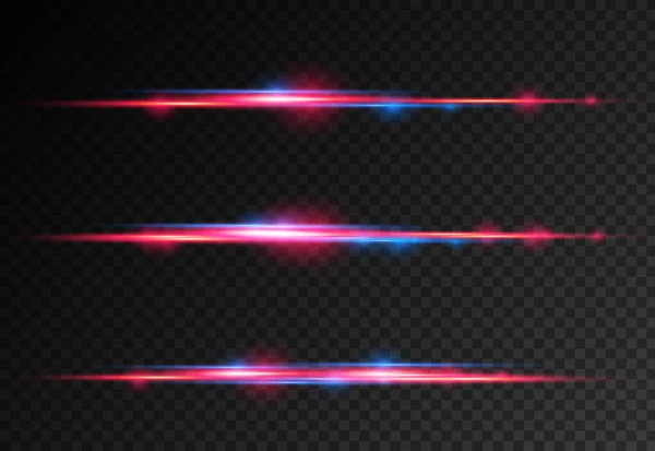 Rojo, línea de movimiento azul, rayos de luz horizontales. — Vector de stock