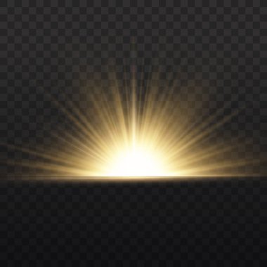 Yıldız patlaması, sarı parlayan ışıklar güneş ışınları.