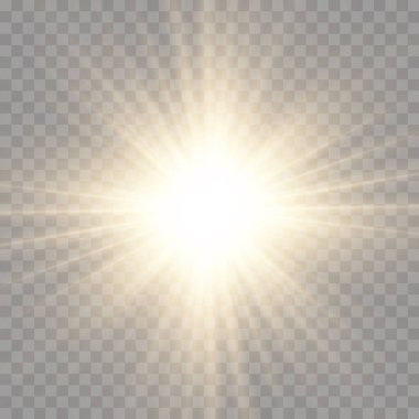 Işıklı yıldız patlaması, sarı güneş ışınları. 