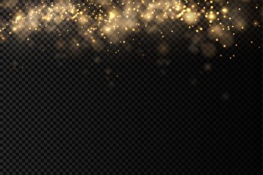 Işıldayan altın sihirli toz parçacıkları ışık saçar.