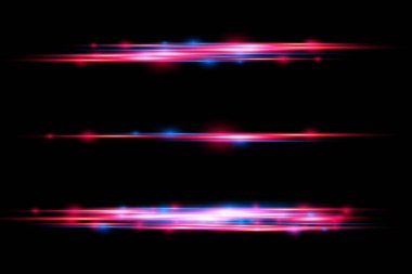 Kırmızı, mavi hareket çizgisi, yatay ışık ışınları.