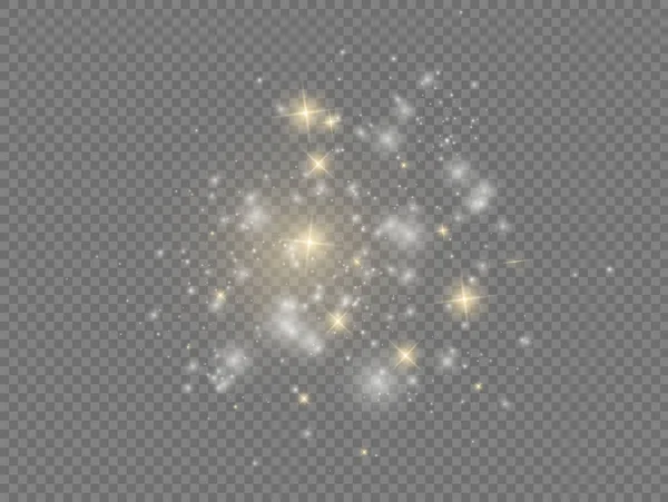 Faíscas de poeira branca e estrela, efeito de luz. — Vetor de Stock