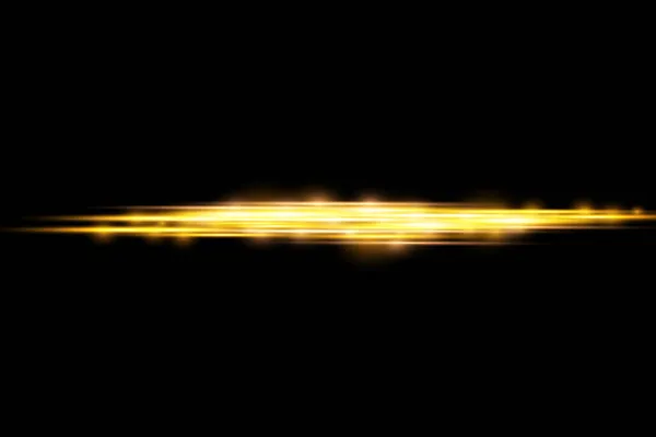 Rayo de luz horizontal, línea horizontal amarilla del flash — Vector de stock