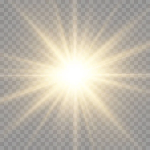 Stern platzt vor Licht, gelbe Sonnenstrahlen. — Stockfoto
