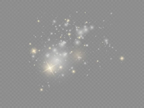Faíscas de poeira branca e estrela, efeito de luz. — Vetor de Stock