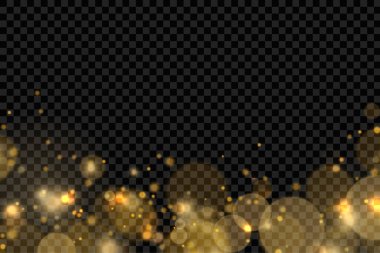 Işıldayan altın sihirli toz parçacıkları ışık saçar.