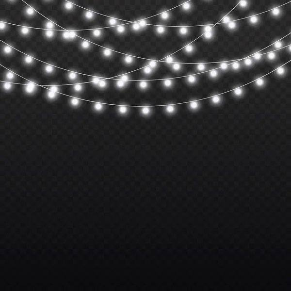 LED neonová světla bílá vánoční věnec dekorace — Stockový vektor