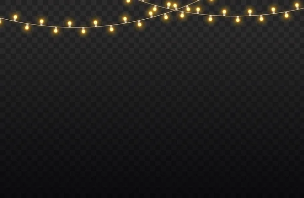 Weihnachten goldener Lichterkranz, LED-Neonlampe. — Stockvektor