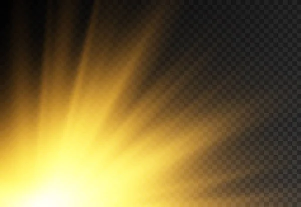 Explosión solar, luces amarillas brillantes rayos solares. — Archivo Imágenes Vectoriales