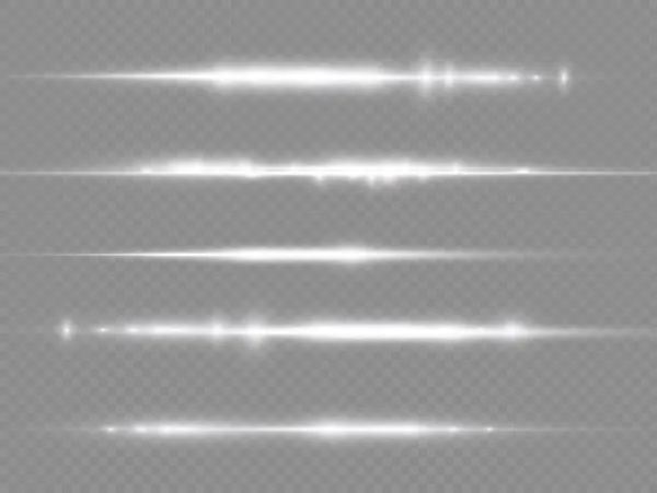 Raggi di luce orizzontali, linea orizzontale bianca flash — Vettoriale Stock