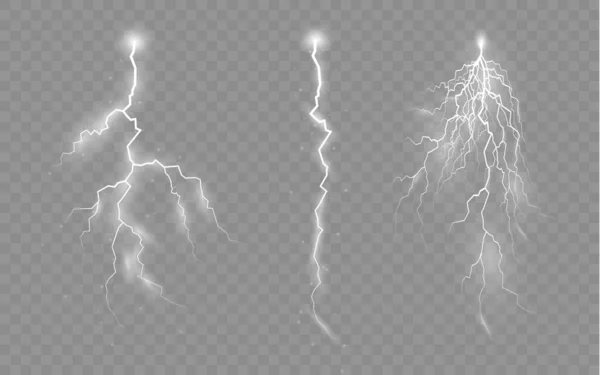 Reißverschlussset, Gewitter und Effektblitze. — Stockvektor