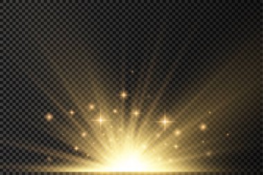 Güneş patlaması, sarı parlak ışıklar güneş ışınları.